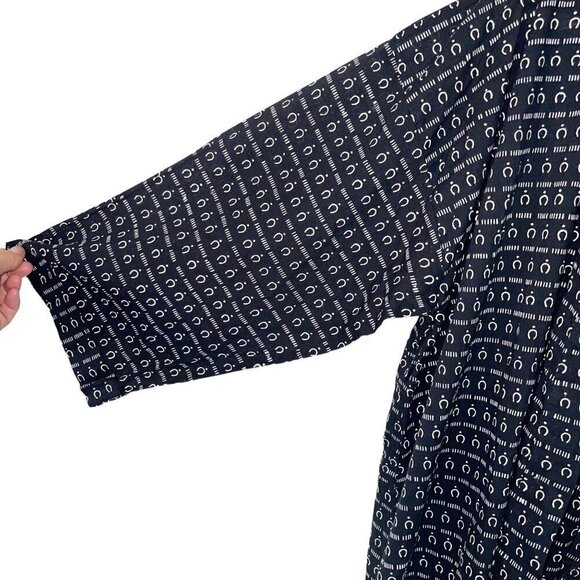 Gray Market Womens Robe Black White One Size Kako Block Printed Pure Cotton NWT - Picture 3 of 15